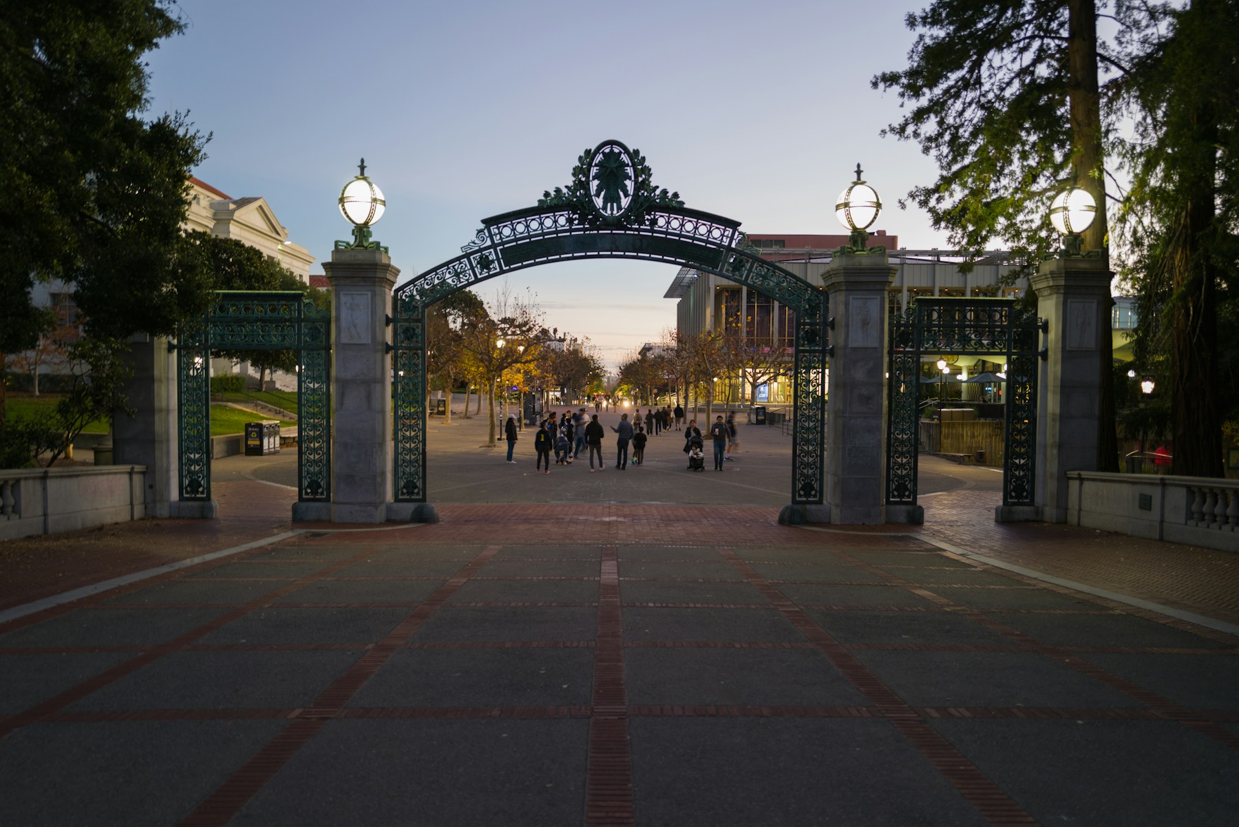 Sather Gate at dusk